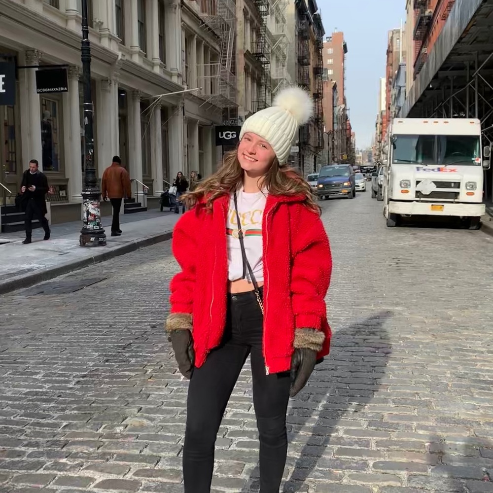 I AM GIA red teddy coat